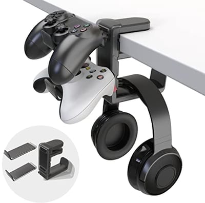 3-in-1 Gaming Hoofdtelefoon en Controller Houder met Verstelbare Arm - Onder Bureau Standaard