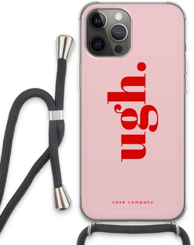 Case Company® - Hoesje met koord geschikt voor iPhone 13 Pro Max hoesje met Koord - Ugh - Telefoonhoesje met Zwart Koord - Bescherming aan alle Kanten en Over de Schermrand