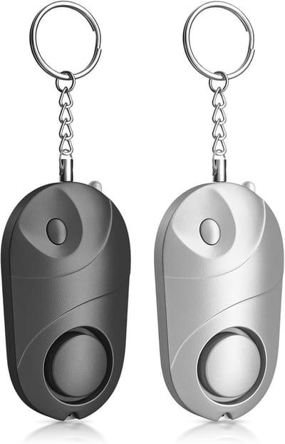 Persoonlijk Alarm - Veiligheidsalarm Noodalarm - Noodsituaties Melden - 140 dB Geluid LED Lamp - 2 Stuks - Zwart Zilver