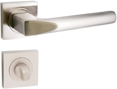 Domino CONO-QR - Deurklink met WC-rozet - Nikkel - Vierkant - Voor badkamer - Aluminium - Complete set