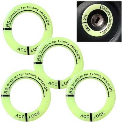 Dailygoody - Decoratieve contactschakelaar - Lichtgevende ring - Voor auto en motorfiets - Zwart - Contactslot cover sticker - 4 stuks