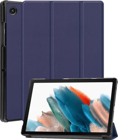 Hoesje Geschikt voor Samsung Galaxy Tab A8 - Dun & Stevig - Trifold Bookcase - Hard Cover - Hardcover Book Case - Tablet Hoes - Donkerblauw