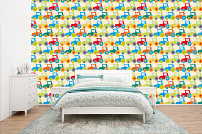 Behang - Fotobehang Patronen - Trekker - Kleuren - Jongetje - Jongens - Kinderen - Kids - Breedte 400 cm x hoogte 240 cm