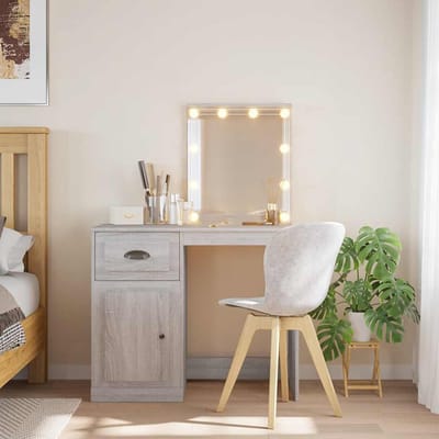 vidaXL - Kaptafel - met - LED-verlichting - 90x42x132,5 - cm - grijs - sonoma