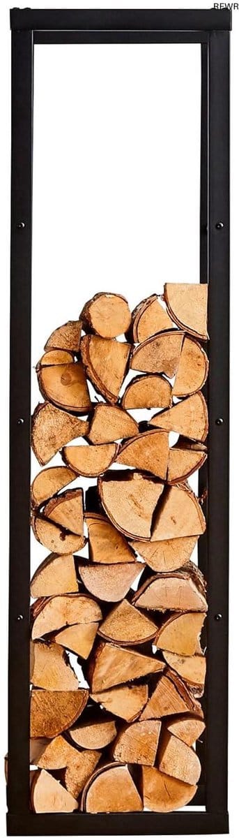RFWR® Grote Zwarte Brandhout Log Rack Opslag 150x40x25cm Metalen Plank Stand Tall Staal