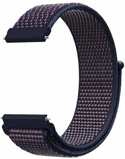 By Qubix - 20mm - Sport Loop nylon bandje - Navy / donkerpaars gemêleerd - Geschikt voor Huawei watch GT 2 (42mm) - Huawei watch GT 3 (42mm) - Huawei watch GT 3 Pro (43mm)