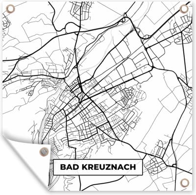 Tuin poster Plattegrond - Bad Kreuznach - Stadskaart - Kaart - 200x200 cm - Tuindoek