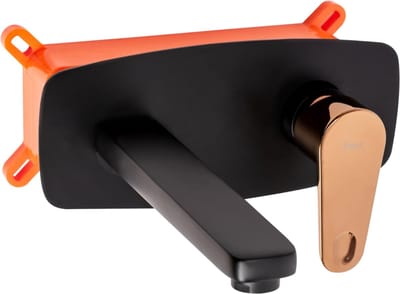 Rea Mild Black/Rose Gold + Box - Inbouw Wastafelkraan - Zwart/Rosé Goud