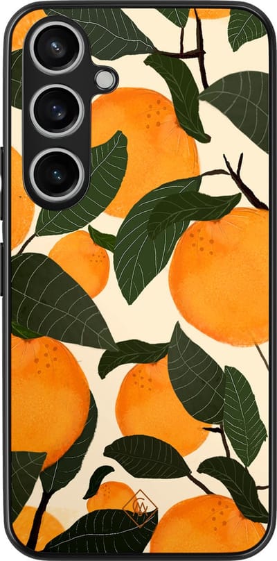 Casimoda® hoesje - Geschikt voor Samsung Galaxy A35 5G - Orange Garden - Zwart TPU Backcover - Bloemen - Groen