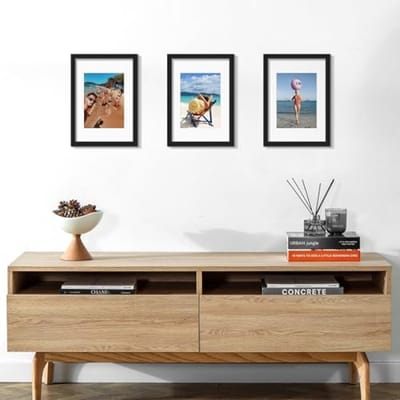 PromoHome Set van 3 Zwarte Fotolijsten 50x70 cm - Moderne Muurdecoratie