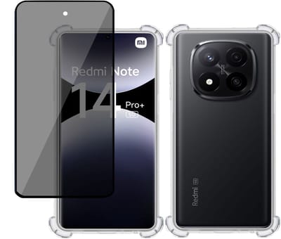 TechNow Hoesje + Privé Screenprotector geschikt voor Xiaomi Redmi Note 14 Pro / Pro+ – Privacy Tempered Glass - Case Transparant