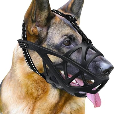 Honden Snuit - Hondenmand - Veilig Wandelen - Reflecterende Band - Maat L - Zwart