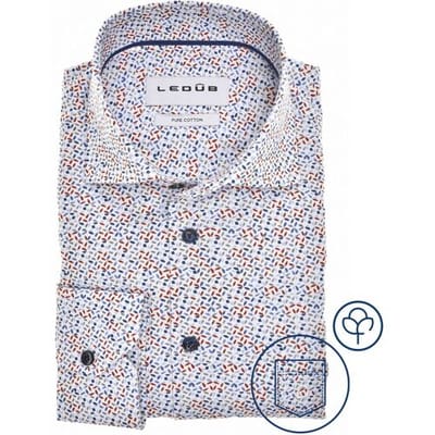 Ledûb Overhemd Refined Leaf Print Shirt Rood-Blauw / male