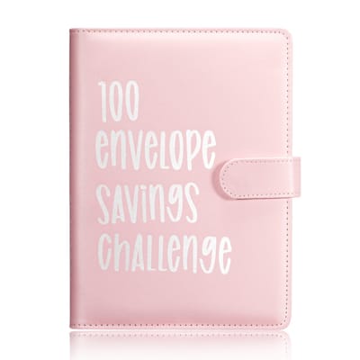 QTTVBTNA - 100 Enveloppen Uitdaging Planner - Budget Planner - Spaardoel Handboek - Financiële Planner - Gezins- en Persoonlijke Budgettering - Roze - 24x18 cm - 1 Stuk