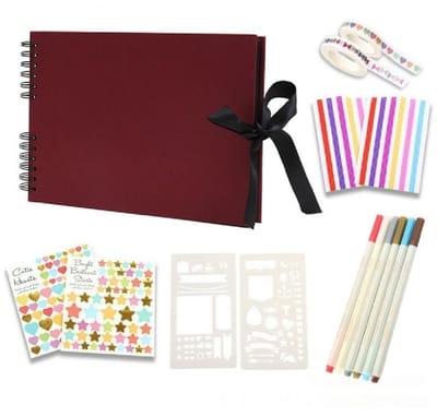 DIY-Scrapbookalbum — Inclusief 6 metallic stiften — Creatief scrapbook & fotoalbum — 40 vellen (80 pagina's) karton (290 x 205 mm) — Stevige hardcover & roestvrijstalen binding — Een bijzonder, gepersonaliseerd cadeau voor een dierbare