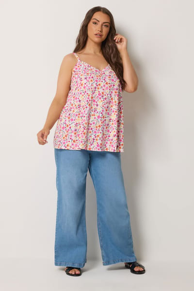 Yours Witte Swingtop Met Bloemenprint Size 54-56