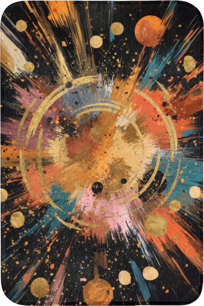 WC mat 60x90 cm - Antislip - Explosie - Verfstructuur - Goud - Abstract - Toiletmat - Vloermat - Douchemat - Toilet tapijt - Toiletmatten