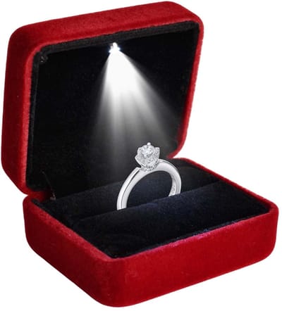 Dailygoods- Ringendoos met LED verlichting - Geschenkdose - Trouwringendoos - Verlovingsringen - Elegant design - Hoogwaardig gevlokt materiaal - Sieradenbox