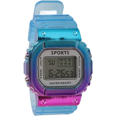 Kleurverloop Elektronisch Horloge Groot Wijzerplaat Waterdicht Lange Stand-by Tijd Paars Blauw Casual Sport Polshorloges voor blue