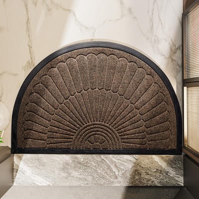 Tapis de sol semi-circulaire pour gratter la boue et dépoussiérer, tapis d'entrée résistant aux taches, commercial en polypropylène, tapis en caoutchouc résistant à l'usure, tapis antidérapant 60*90cm