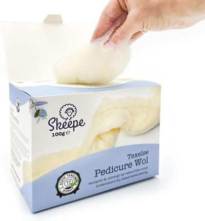 Texel Pedicure wol - Voeten Schapenwol - voetverzorging - Hielspoor - Blaren - Eelt - Likdoorn - pijnlijke voeten – 100 gram.
