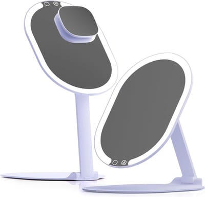 Opvouwbare LED-make-upspiegel met 3 kleurinstellingen en 10x vergrootglas - Perfect voor onderweg