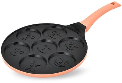 Maestro - Pan - Pannenkoekenpan, emoji-motief, diameter 26 cm - Antiaanbaklaag - Siliconen handvat - Geschikt voor alle soorten fornuizen - MR-1222-B
