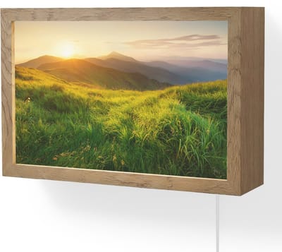 Wandlamp 30x20 cm - Oplaadbaar - Gras - Heuvels - Zon - Natuur - Landschap - Wandlampen binnen woonkamer - Slaapkamer lamp met kabel - Decoratieve nachtlamp - Vloerlamp snoer