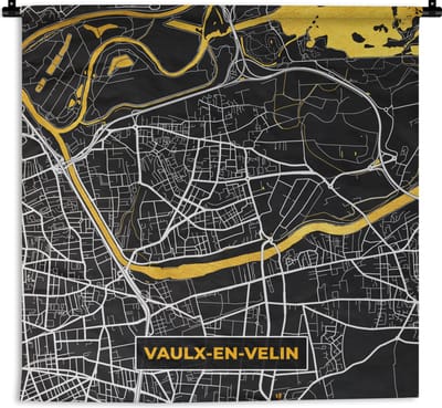 Wandkleed - Wanddoek - Stadskaart - Vaulx-en-Velin - Frankrijk - Kaart - Plattegrond - 180x180 cm - Wandtapijt