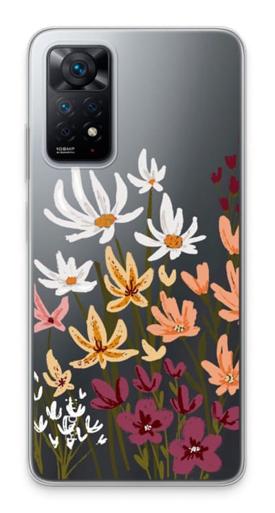 Case Company® - Hoesje geschikt voor Xiaomi Redmi Note 11 Pro hoesje - Painted wildflowers - Soft Cover Telefoonhoesje - Bescherming aan alle Kanten en Schermrand