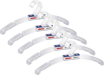 Plasticforte Kledinghangers - 25x - transparant - kunststof - 42 x 18 cm - kledingkast opruimen - vaste haak