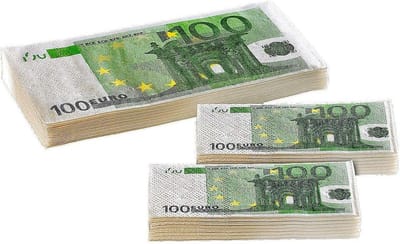 Grap Zakdoeken met Euro Biljetten Opdruk - 10 Stuks Feestartikelen