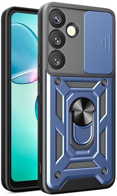 Coverup Hoesje - Geschikt voor Samsung Galaxy A57 Hoesje - Coverup Armor Ring Kickstand Back Cover met Camera Shield - Blauw