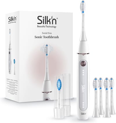 Silk'n SonicYou Elektrische Tandenborstel Geschenkset - met 4-Pack Witte opzetborstels - Cadeau-idee - Wit