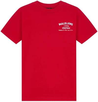 Malelions - Junior Relaxed Knitted Collar T-Shirt - Red - Maat 152
