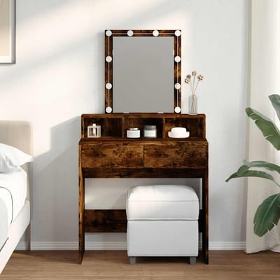 vidaXL - Kaptafel - met - LED - 80x41x144,5 - cm - gerookt - eikenkleurig