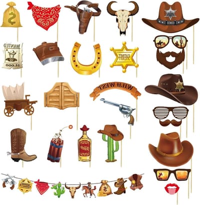 Solidchoice - 25 Stuks Cowboy Foto Props en Banner voor Feesten