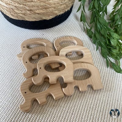 Houten Bijtring | Olifant  | Hout | Dieren | Hobby | DIY | Ringen | Kralen | Baby Shower | Kinderkamer | Fopspeen | Baby Mobiel | Cadeau idee | Doe het zelf | Baby | 100%  Onbewerkt | TheOldOmen |