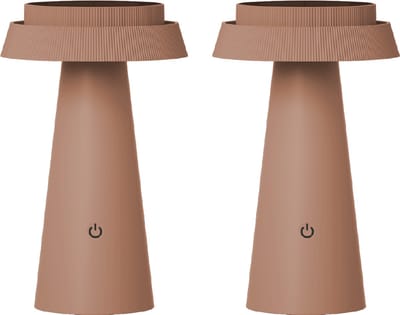 Luxus Europe - Tafellamp Solar Mambo - Set van 2 Mocha - Draadloze LED Solar Tafellamp Buiten - Zonne-energie & USB-C Oplaadbaar - 3 Lichtkleuren - Dimbaar - IP54 Waterbestendig