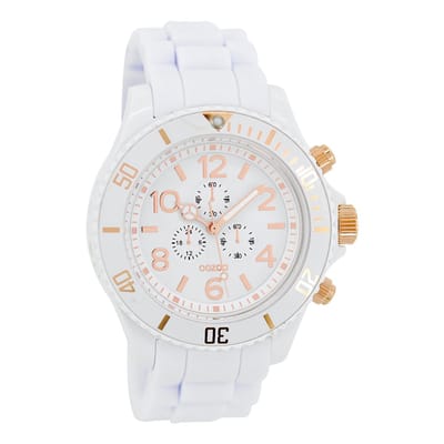 OOZOO Timepieces - Witte horloge met witte rubber band - C4831