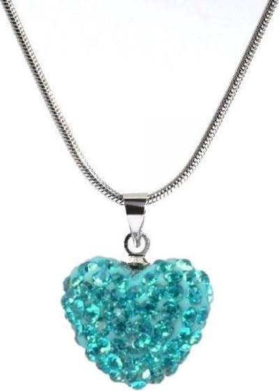 Fako Bijoux® - Ketting - Disco Dots - Hart - Turquoise