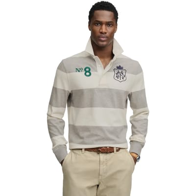 Superdry - Double Emblem Stripe Rugbytop - Heren - Tops
