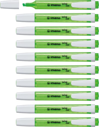 STABILO swing cool - Markeerstift - Perfect Voor Onderweg - Groen - Doos 10 Stuks