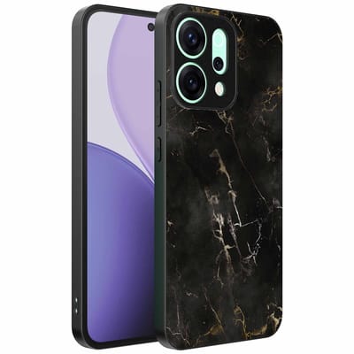 Geschikt voor Oppo Reno 14 Pro Telefoonhoesje met marmer opdruk - TPU backcover case black marble design - Zwart - Smartphonica geschikt voor Oppo Reno 14 Pro