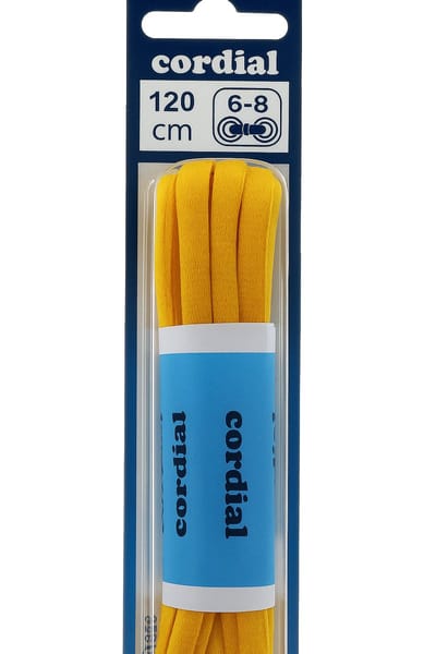 Cordial - Schoenveters - geel dik fijn geweven - veterlengte 120 cm 6-8 gaatjes