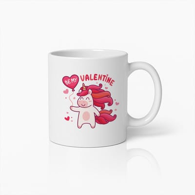 330ml Be My Valentine Unicorn Mok – Schattige Liefdes Hart Beker, Perfect Valentijnsdag Cadeau voor Haar of Koffieliefhebbers