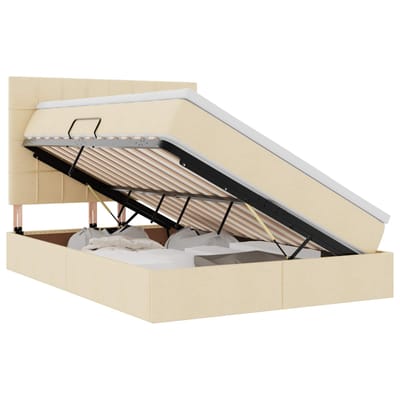 vidaXL - LED - opbergbed - met - matras - Crème - 140 - x - 200 - cm - Stof