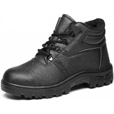 Arbeidsverzekering Katoenen Schoenen Anti-verpletterend en Anti-perforatie Slijtvast en Oliebestendig Werkschoenen Hoge Warme Katoenen Laarzen 45 black