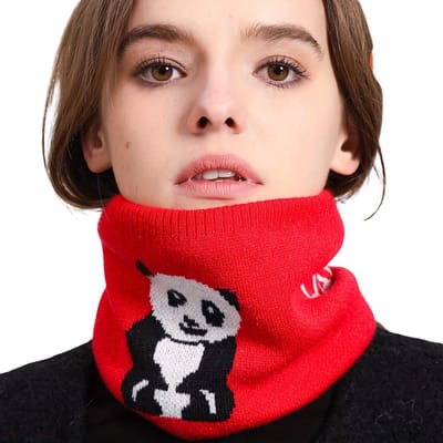 Livano Nekwarmer - Dames - Fleece - Motor - Bandana - Masker - Colsjaal - Sjaal - Gewatteerd - Winter - Fietsen - Panda - Rood