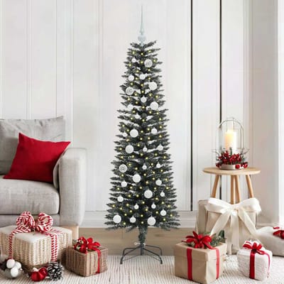 vidaXL - Kunstkerstboom - met - 150 - LED - Groen - 150 - cm - PVC - en - Plastic - en - Staal
